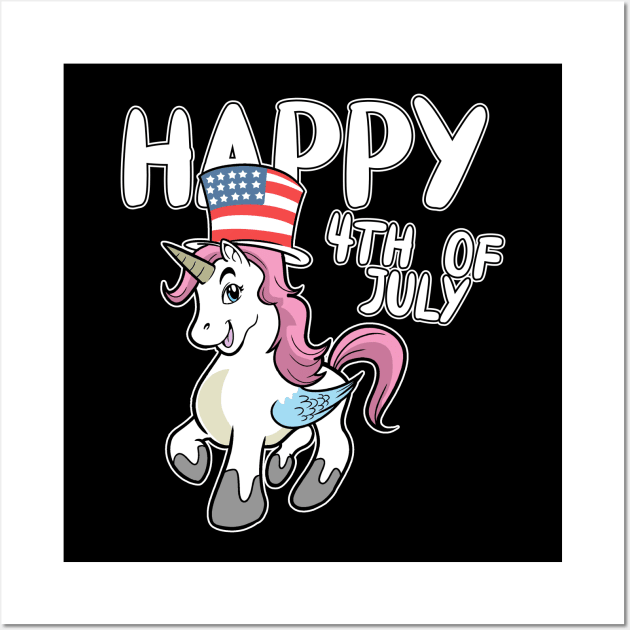 Happy 4th Of July Unicorn Independence Day Wall Art by ModernMode